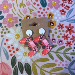 Pink and White Flamingo Dangle Earrings